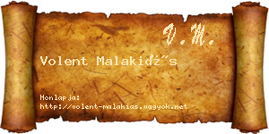 Volent Malakiás névjegykártya